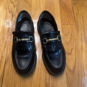 NWOT Dr. Martens Size 38 Black Leather Loafers with Gold Accent